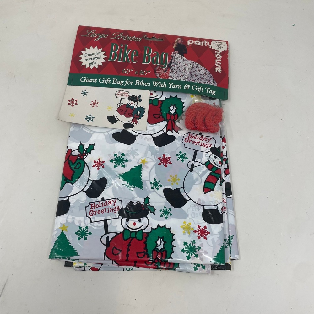 Party House Giant Christmas Bike Bag Snowman Holiday Gift Wrap 60x80 NIP